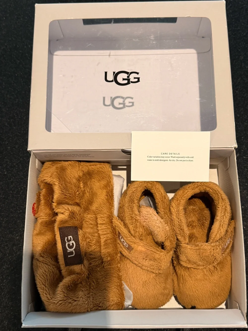 UGG Kids Chestnut Fuzzy Booties and Hat Set